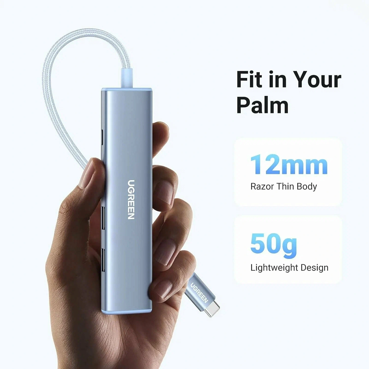 35581 Разветвитель портов Ugreen CM478 USB-C 3*USB 3.0 HDMI 4K@30Hz+PD Power Цвет: синий